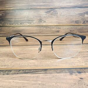 Ray Ban RB6422 2997 Black Metal Half Rim Square Eyeglasses Frame 51-19‎ 140 READ